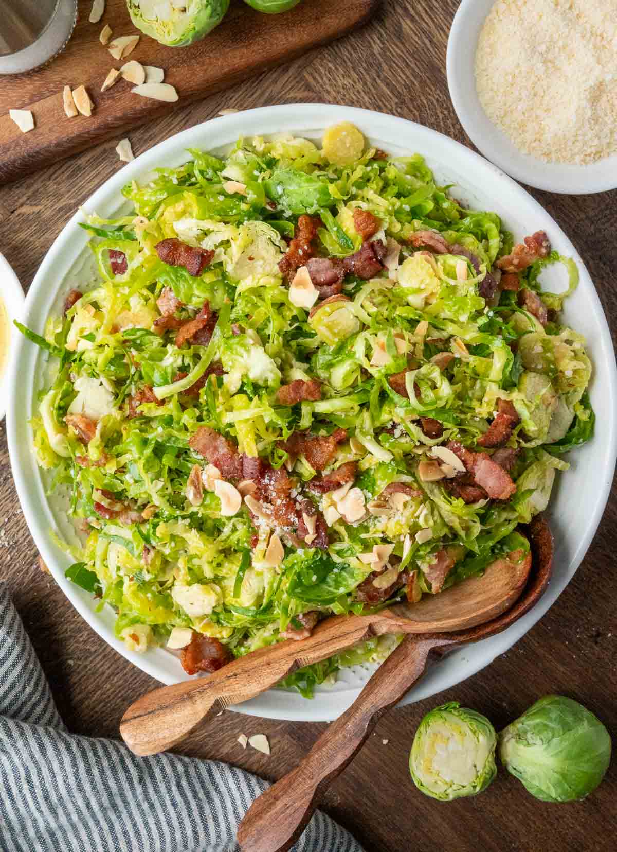 Brussels sprouts salad in a bowl.