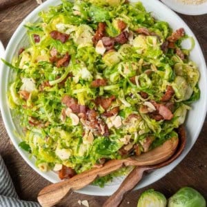 Brussels sprouts salad in a bowl.