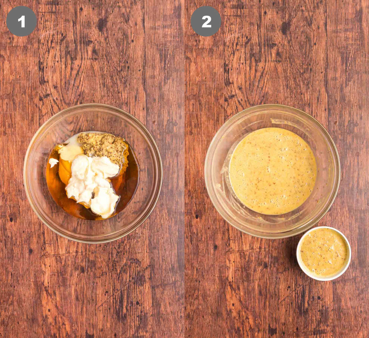 Steps 1 and 2 for making copycat alice springs chicken.