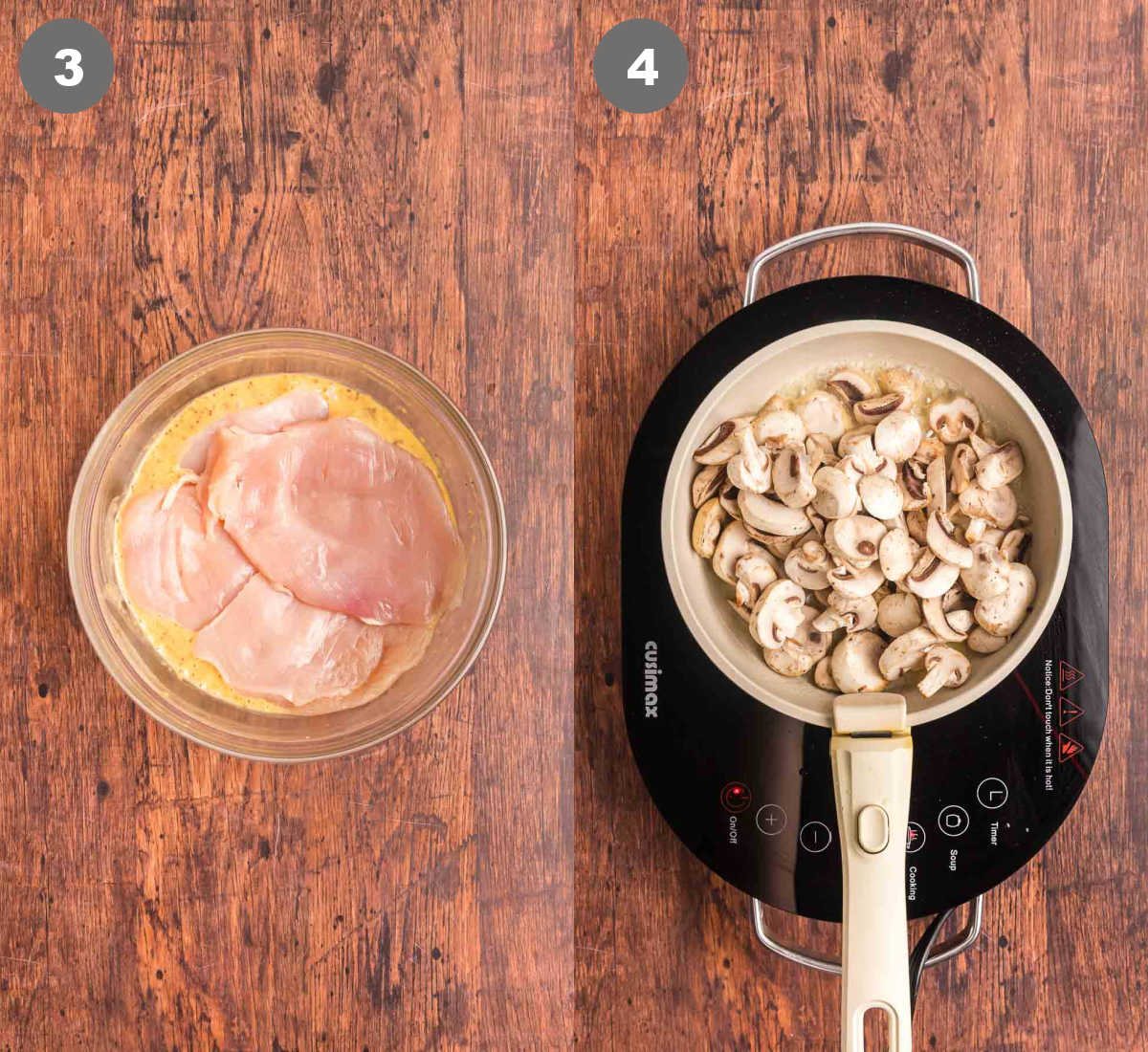 Steps 3 and 4 for alice springs chicken.