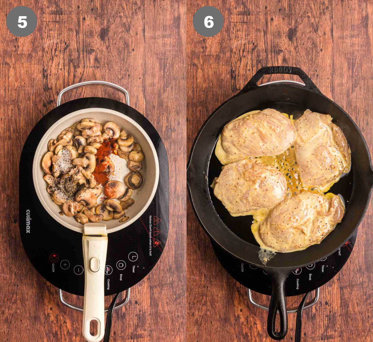 Steps 5 and 6 for making copycat alice springs chicken.