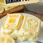 Pinterest graphic featuring chessman cookie banana pudding.