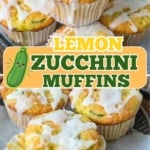 Pinterest graphic featuring lemon zucchini muffins.