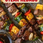 Teriyaki steak kebab pinterest pin.