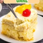 Pinterest graphic featuring sunshine cake.