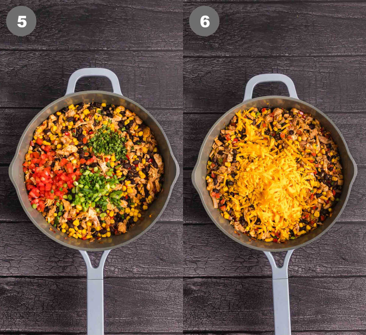 Steps 5 and 6 for making egg rolls.
