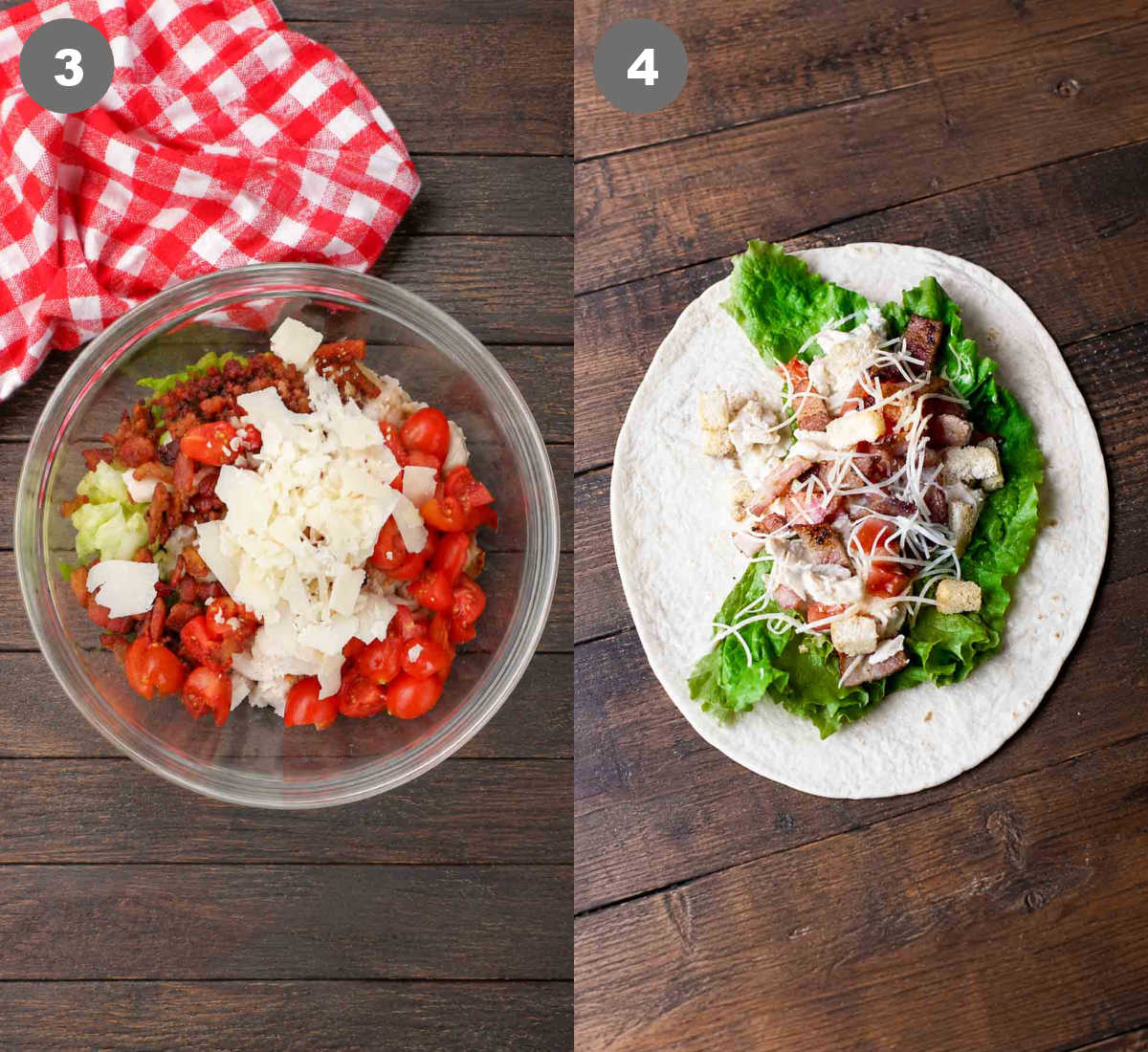 Filling mixed together in a bowl and then added to a flour tortilla.
