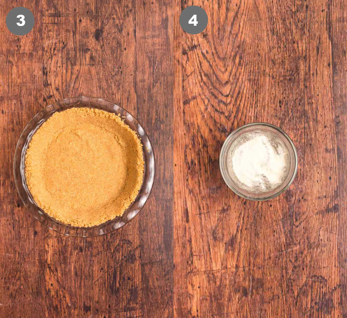 Steps 3 and 4 for no bake strawberry pie.