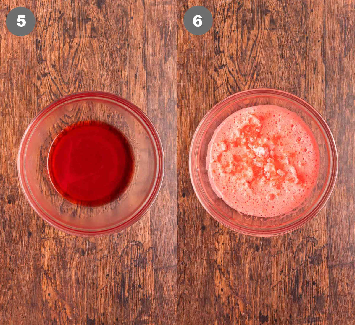 Steps 5 and 6 for strawberry cool whip pie.