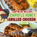 Pinterest graphic featuring copycat chipotle honey chicken.