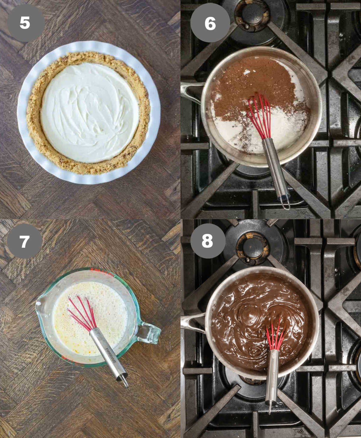 Steps 5 through 8 to make possum pie recipe.