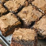 Pinterest graphic featuring gooey chocolate butter cake.