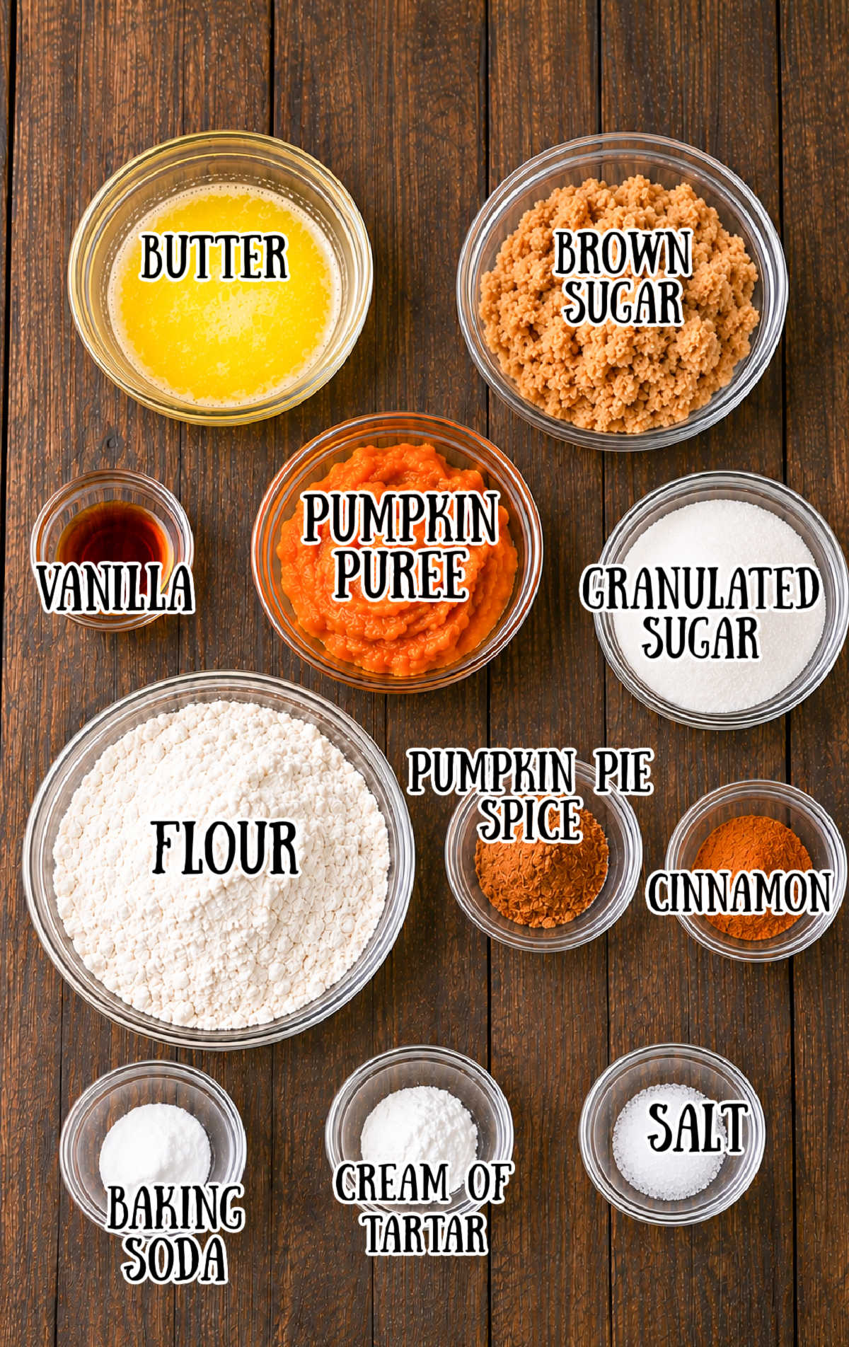 All of the ingredients needed for these cookies.